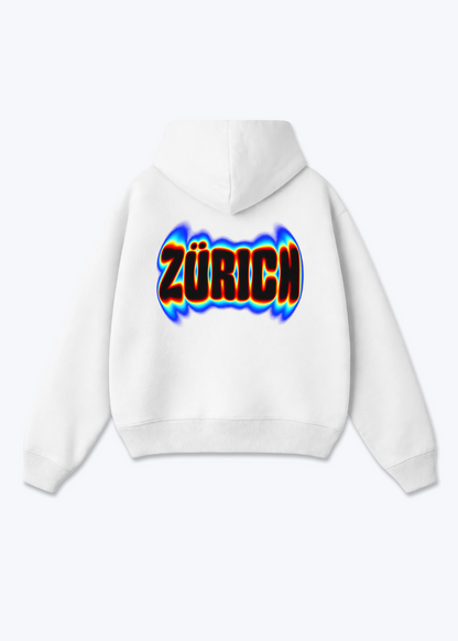 Zürich Neon Oversized Hoodie - White Back (Designed)