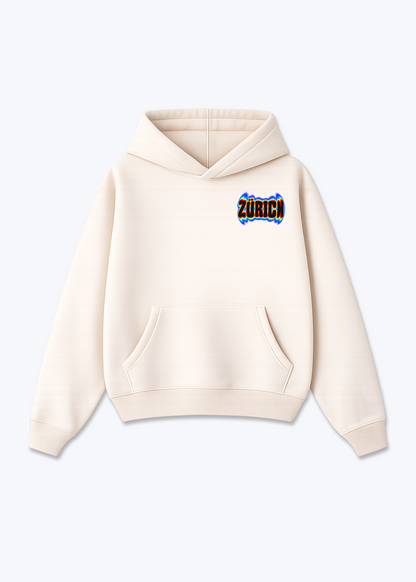 Zürich Neon Oversized Hoodie - Beige Front (Designed)