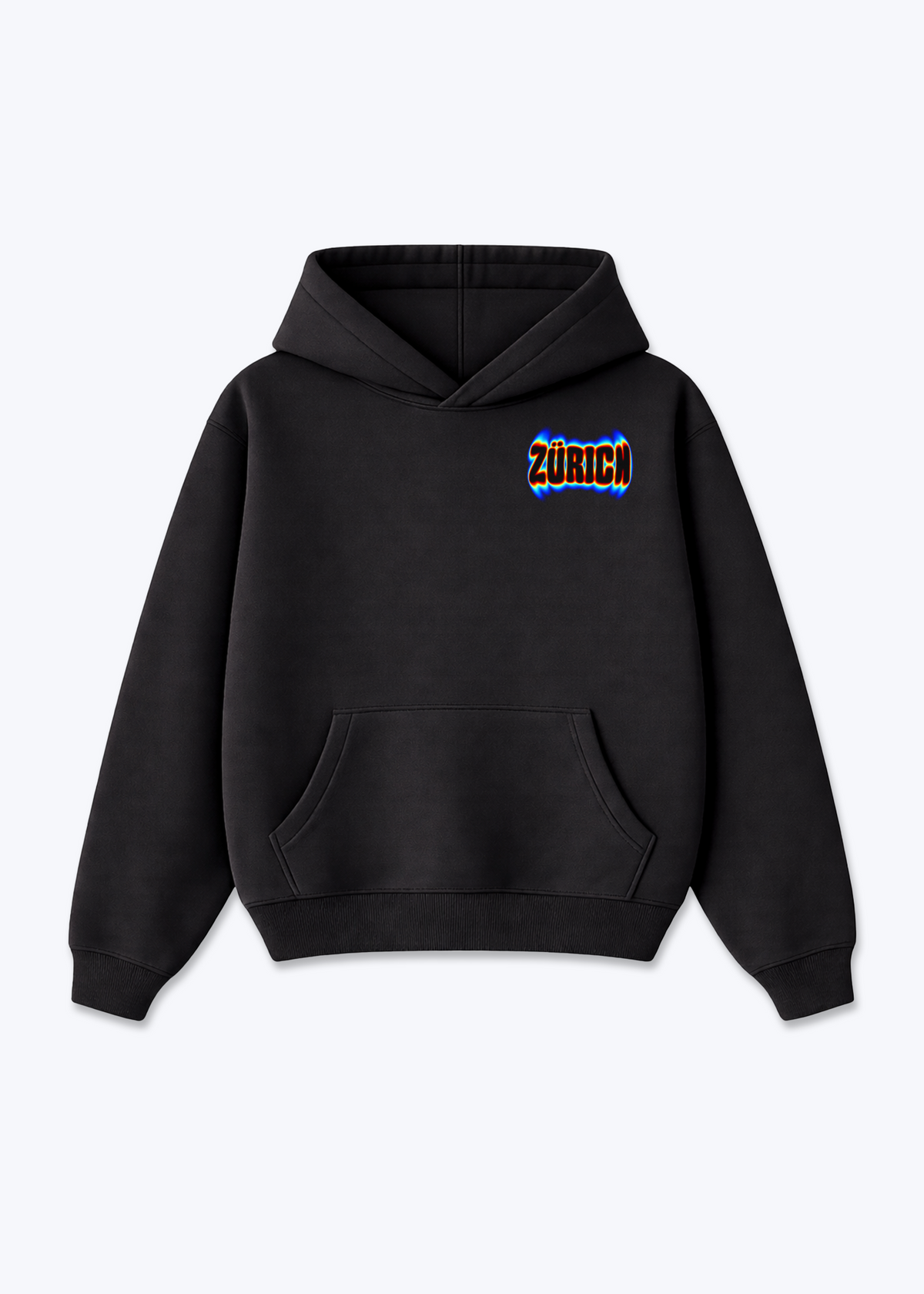 Zürich Neon Oversized Hoodie - Black Front (Designed)