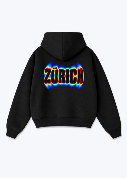 Zürich Neon Oversized Hoodie - Black Back (Designed)