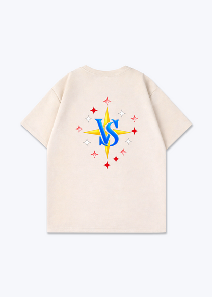 Wallis Stars Oversized T-Shirt - Beige Back (Designed)