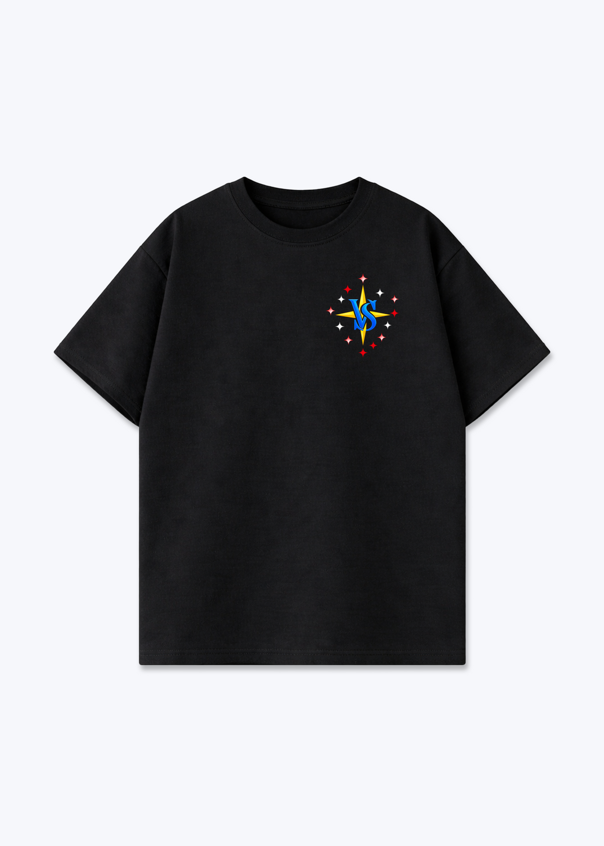 Wallis Stars Oversized T-Shirt - Black Front (Designed)