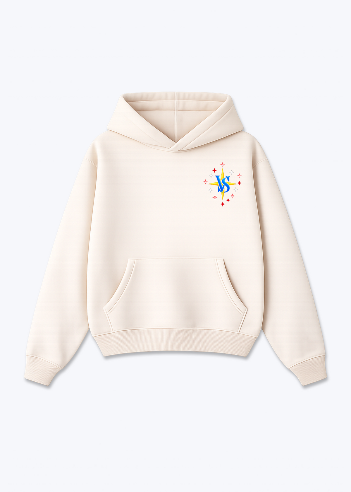 Wallis Stars Oversized Hoodie - Beige Front (Designed)