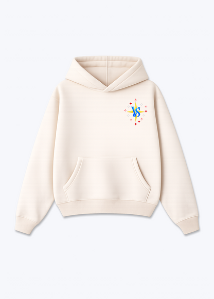 Wallis Stars Oversized Hoodie - Beige Front (Designed)