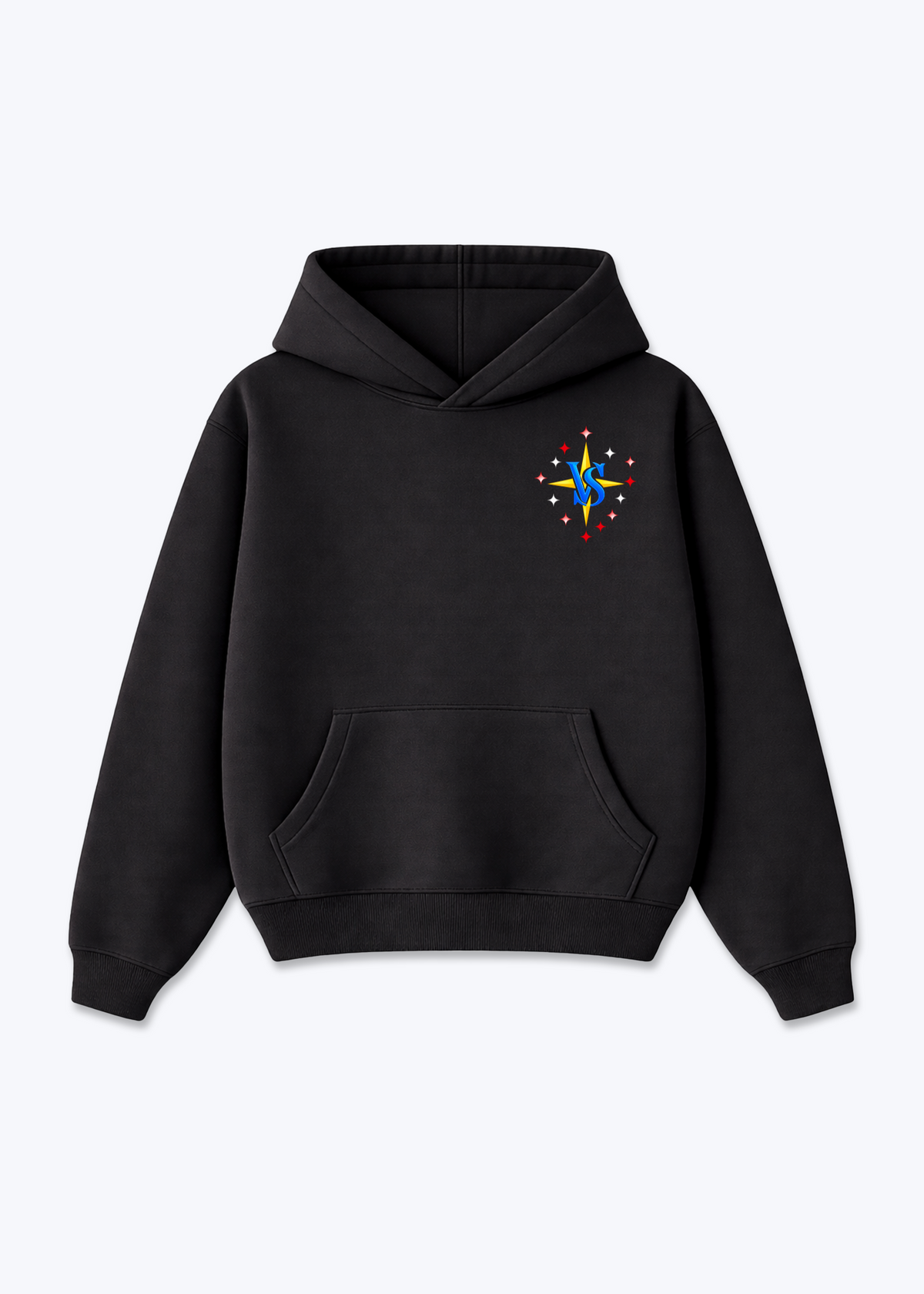 Wallis Stars Oversized Hoodie - Black Front (Designed)