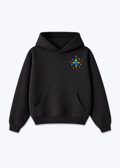 Wallis Stars Oversized Hoodie - Black Front (Designed)