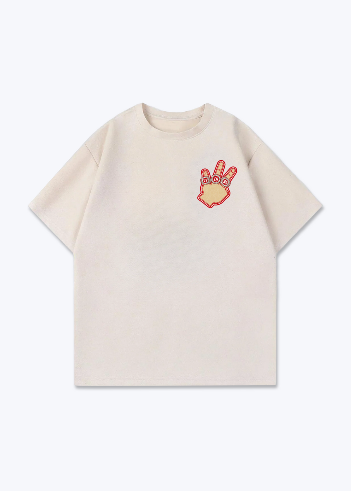 Wallis Rings Oversized T-Shirt - Beige Front (Designed)