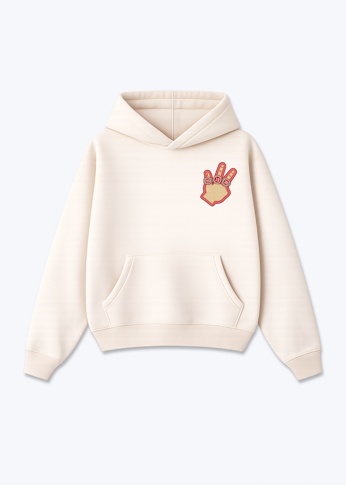 Wallis Rings Oversized Hoodie - Beige Front (Designed)