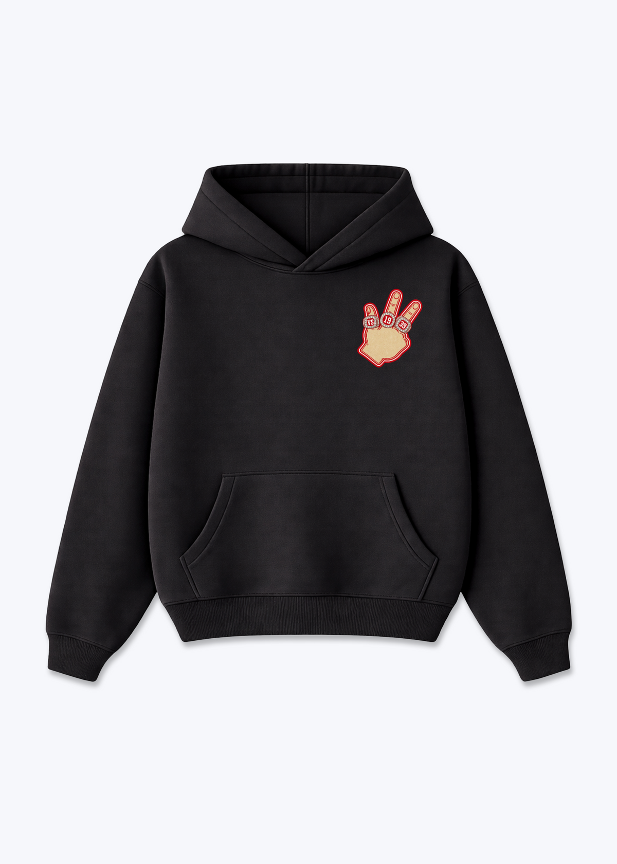 Wallis Rings Oversized Hoodie - Black Front (Designed)