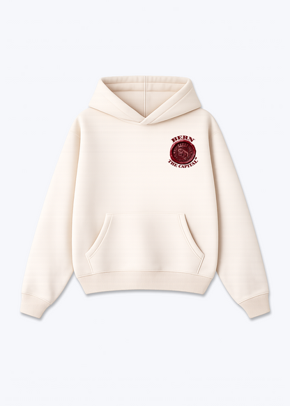 Bern Stamp Oversized Hoodie - Beige Front (Designed)