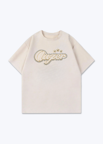 Luzern Diamond Oversized T-Shirt - Beige Front (Designed)