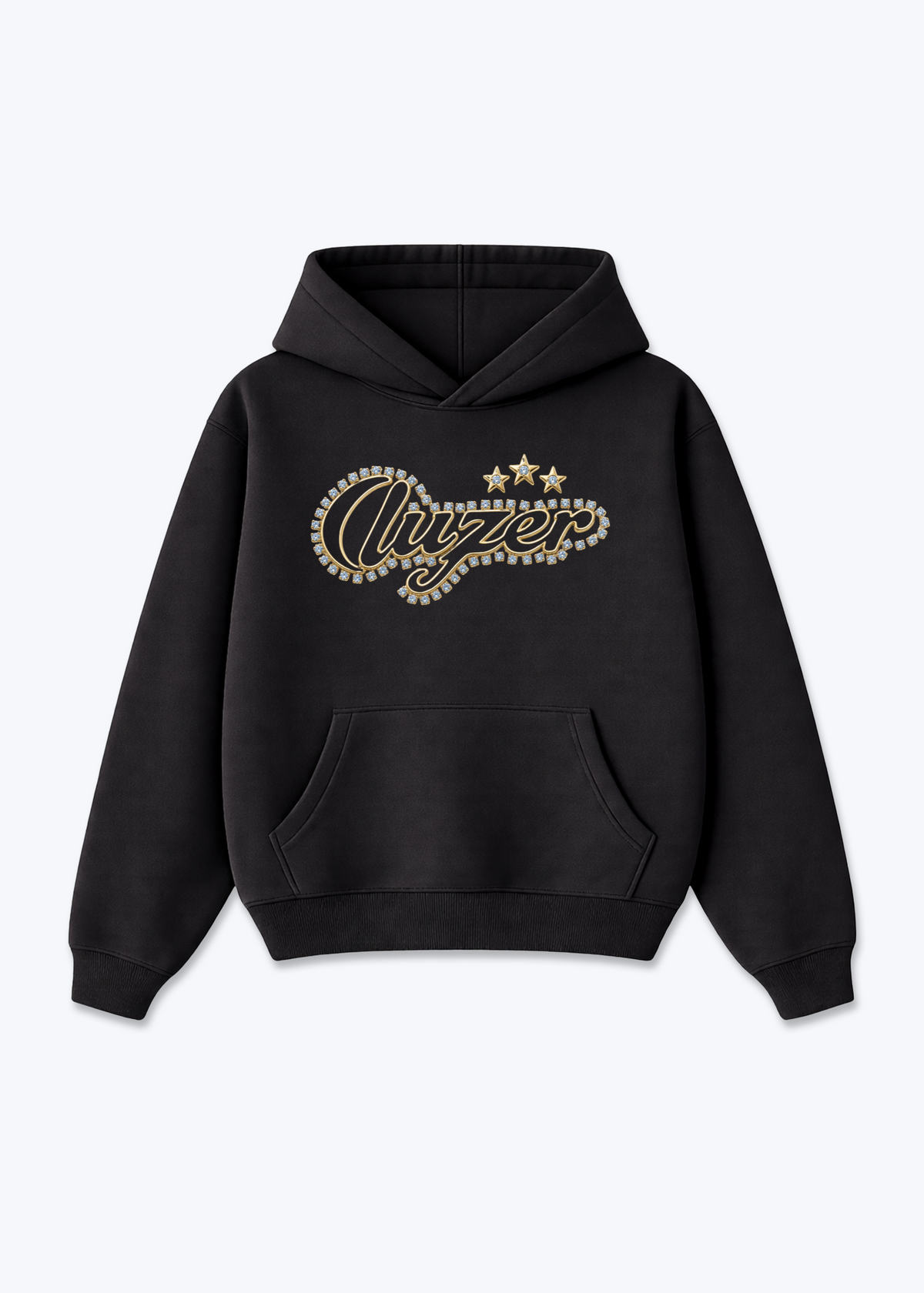 Luzern Diamond Oversized Hoodie - Black Front (Designed)