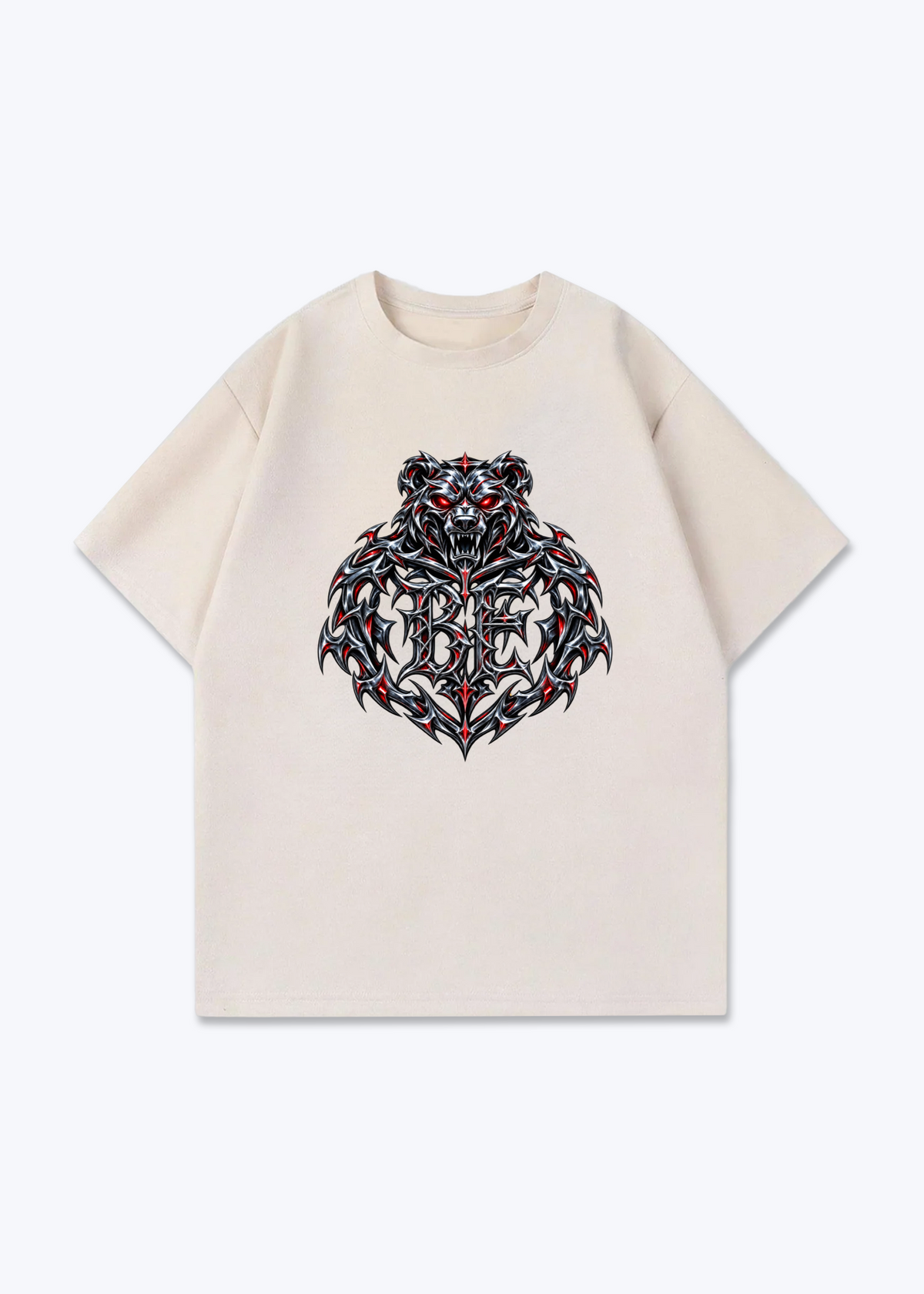 Bern Chrome Oversized T-Shirt - Beige Front (Designed)