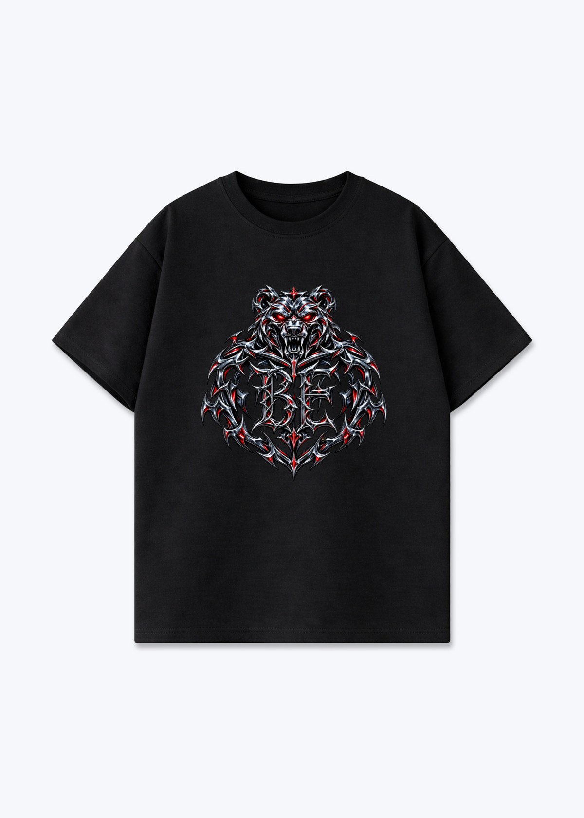 Bern Chrome Oversized T-Shirt - Black Front (Designed)