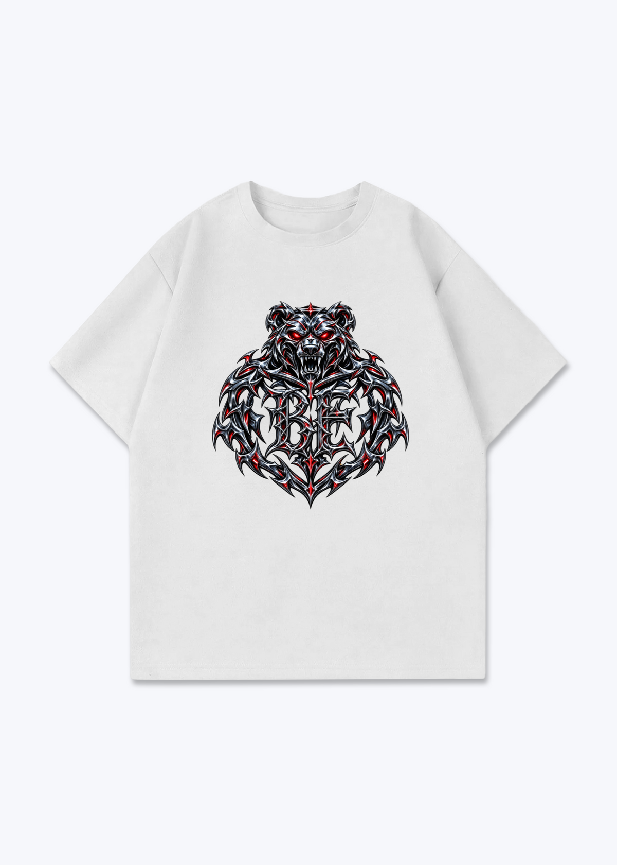 Bern Chrome Oversized T-Shirt - White Front (Designed)