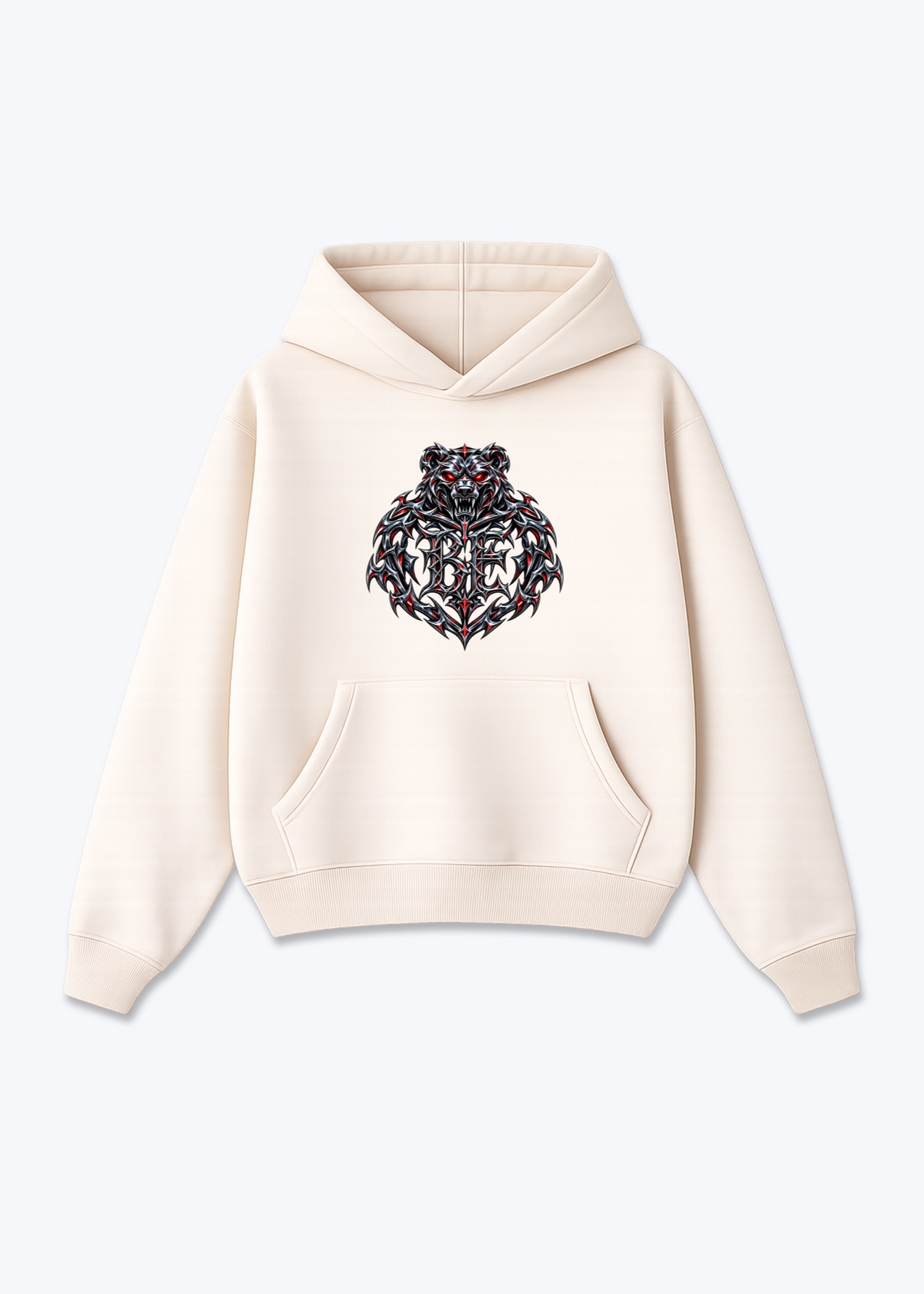 Bern Chrome Oversized Hoodie - Beige Front (Designed)