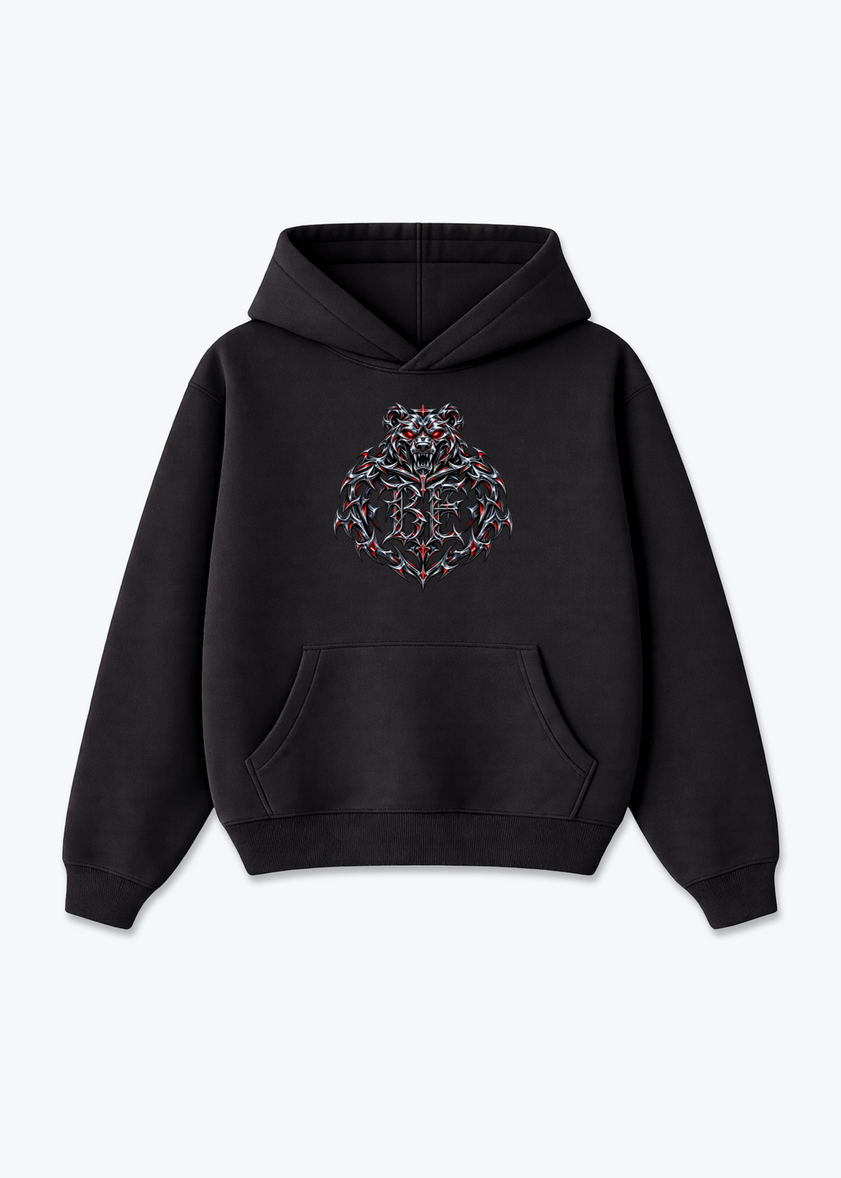 Bern Chrome Oversized Hoodie - Black Front (Designed)