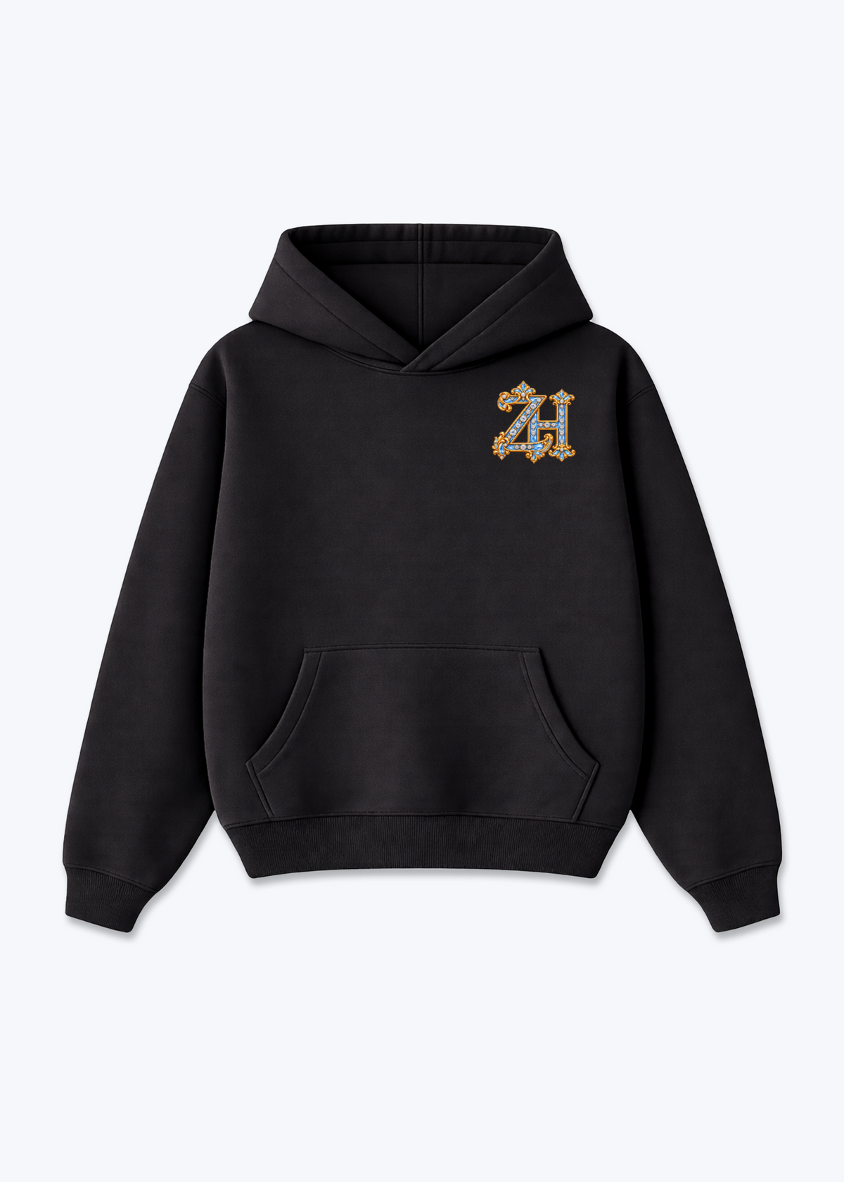 Zürich ZH Oversized Hoodie - Black Front (Designed)
