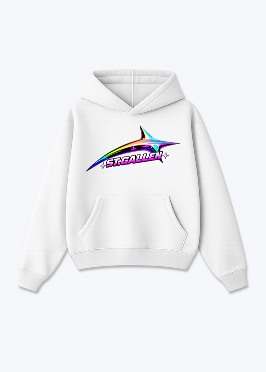 St.Gallen Glow Oversized Hoodie - White Front (Designed)