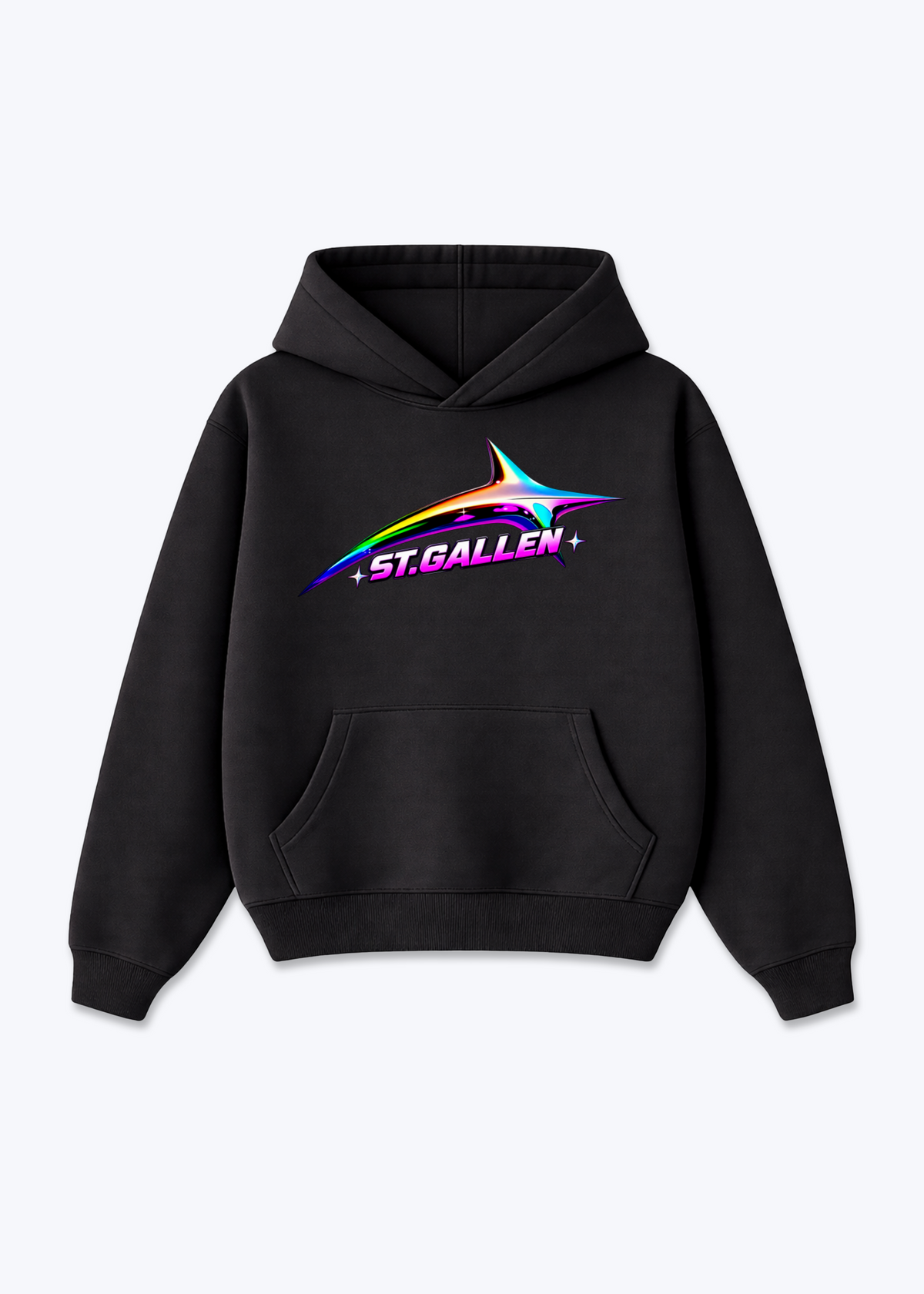 St.Gallen Glow Oversized Hoodie - Black Front (Designed)